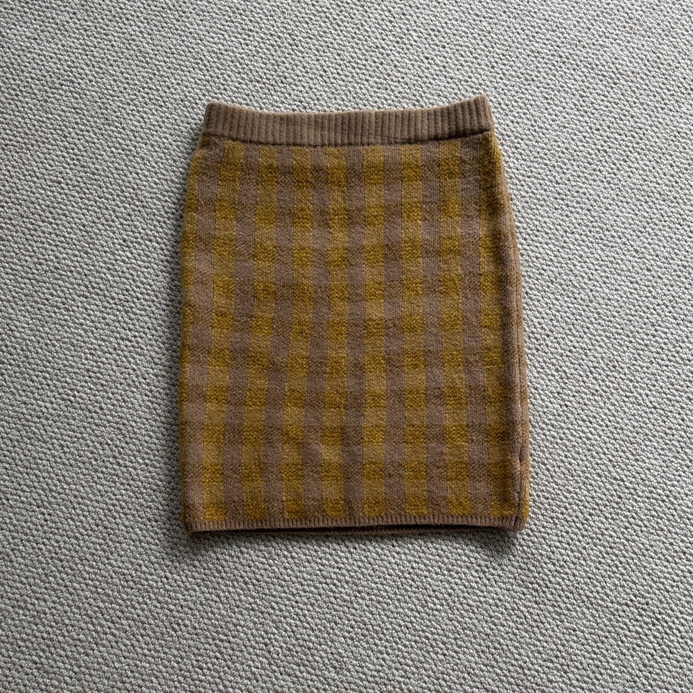 Camel and Mustard check skirt